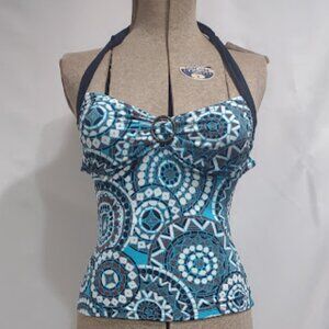 ANNE COLE TANKINI HALTER MEDALLION GATHERED AT FRONT NYLON/SPANDEX BLEND  XS/TP